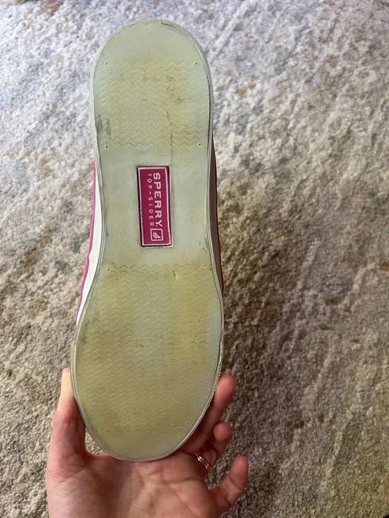 Sperry Hot Pink Floral Embroidered Canvas & Patent Boat Shoes - Picture 9 of 10